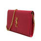 Red Leather Monogram Wallet on Chain