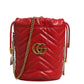 Red Chevron-quilted Calfskin Leather GG Marmont Bucket Bag