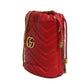 Red Chevron-quilted Calfskin Leather GG Marmont Bucket Bag