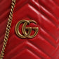 Red Chevron-quilted Calfskin Leather GG Marmont Bucket Bag