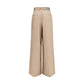 Beige Cotton Flared Pants