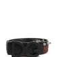 Black Leather Prince Crown Logo Buckle Belt