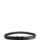 Black Leather Prince Crown Logo Buckle Belt