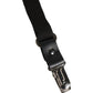Black Cotton Leather Elastic Y-back Metal Clips Suspender