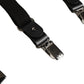Black Cotton Leather Elastic Y-back Metal Clips Suspender