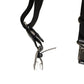 Black Cotton Leather Elastic Y-back Metal Clips Suspender
