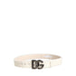 White Cotton Fleece DG Logo Metal Buckle Belt