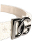 White Cotton Fleece DG Logo Metal Buckle Belt