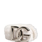White Fleece Silver DG Logo Metal Buckle Belt