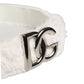 White Fleece Silver DG Logo Metal Buckle Belt