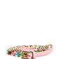 Pink Leather Crystal Chain Embellished Belt
