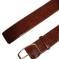 Brown Calfskin Leather Gold Metal Buckle Belt