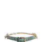 Green Leather Daisy Crystal Embellished Waist Belt