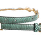 Green Leather Daisy Crystal Embellished Waist Belt