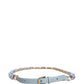 Blue Leather Crystal Chain Embellished Belt