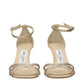 Beige Satin Stiletto Heel Sandals