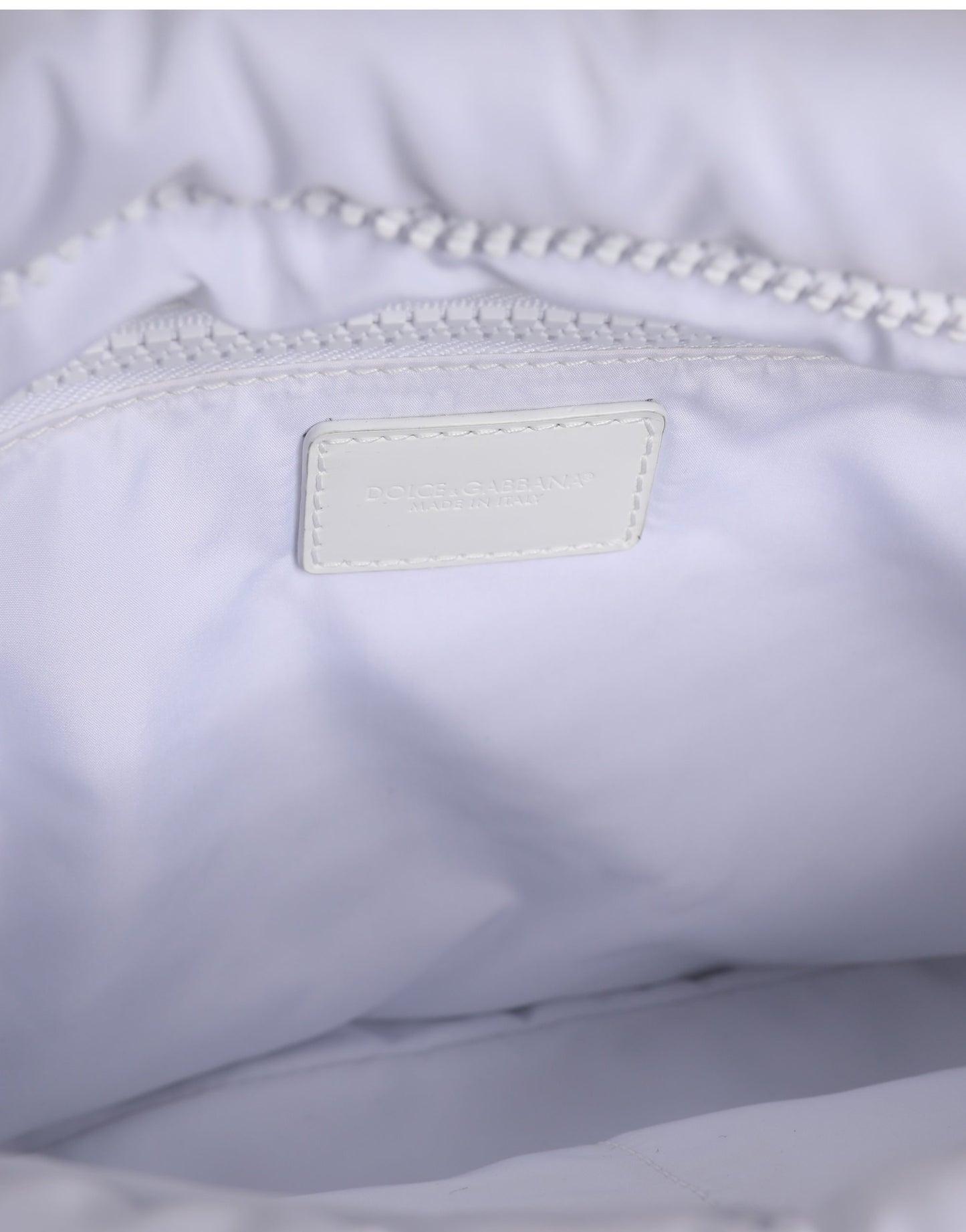 White Logo Plaque Polyester Quilted Shoulder Borse Bag