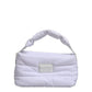 White Logo Plaque Polyester Quilted Shoulder Borse Bag