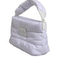 White Logo Plaque Polyester Quilted Shoulder Borse Bag