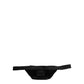 Black Nylon Brass Plate Bumbag Waist Fanny Pack Men Bag