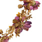 Gold Brass Mix Fiori Flowers Crystal Chain Necklace