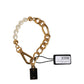 Gold Brass Pearl Embellished Chain Link Jewelry Bracelet