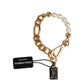 Gold Brass Pearl Embellished Chain Link Jewelry Bracelet