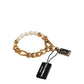 Gold Brass Pearl Embellished Chain Link Jewelry Bracelet