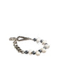 Silver Tone Brass Beaded Shell DG Logo Pendant Bracelet