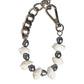 Silver Tone Brass Beaded Shell DG Logo Pendant Bracelet