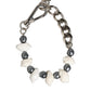 Silver Tone Brass Beaded Shell DG Logo Pendant Bracelet