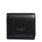 Black Calfskin Leather Logo Print Bifold CoinPurse Wallet