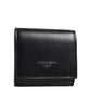 Black Calfskin Leather Logo Print Bifold CoinPurse Wallet
