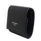 Black Calfskin Leather Logo Print Bifold CoinPurse Wallet