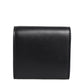 Black Calfskin Leather Logo Print Bifold CoinPurse Wallet