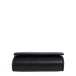 Black Calfskin Leather Logo Print Bifold CoinPurse Wallet