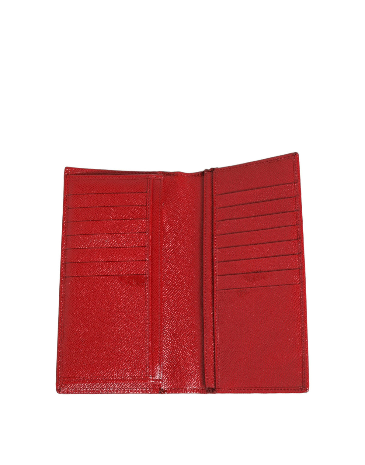 Red Dauphine Leather ID Men Card Holder Bifold Wallet