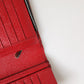 Red Dauphine Leather ID Men Card Holder Bifold Wallet