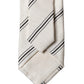 Beige Black Stripes 100% Silk Adjustable Men Necktie Tie