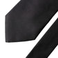 Brown Logo Embroidery Silk Adjustable Men Necktie Tie