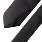 Black Solid 100% Silk Adjustable Men Tied Necktie Tie