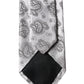Silver Gray Paisley Silk Adjustable Men Tied Necktie Tie