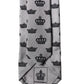 Gray Crown Fantasy Silk Adjustable Men Tied Necktie Tie