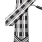 Black White Abstract Silk Adjustable Men Tied Necktie Tie
