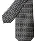 Black White Patterned Silk Adjustable Men Necktie Tie