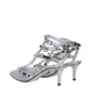 Gray Leather Stiletto Heel Sandals