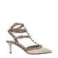 Beige Leather High Heel Pumps