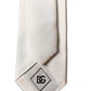 Off White DG Embroidery Silk Adjustable Men Necktie Tie