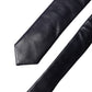 Black Solid Lamb Leather Adjustable Men Tied Necktie Tie