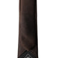 Brown Solid 100% Silk Adjustable Men Tied Necktie Tie